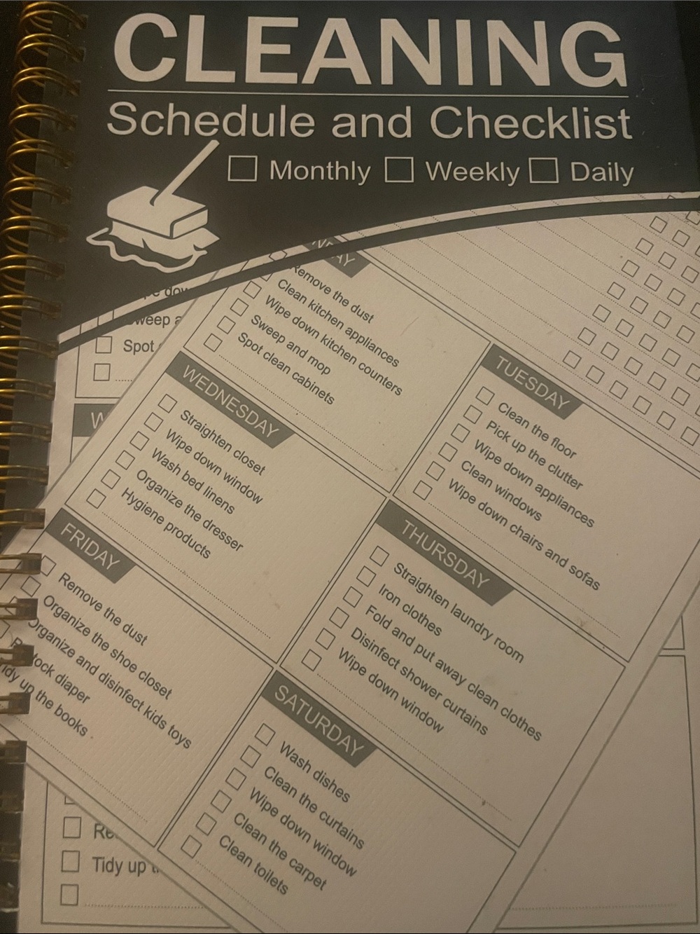 Cleaning schedule and checklist
